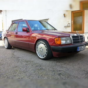 ART 000871 maxilite Alufelge Gullideckel 8×17 ET28 silber glanzgedreht TUeV Mercedes W201 190E mit HR 40mm Tieferlegungsfedern 1er Federgummis und rpmdepot Ausstellkit Totale