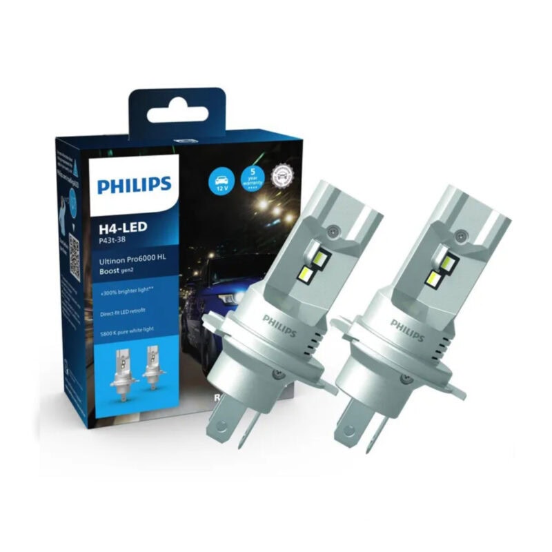 ART 001116 Philips H4 Boost LED Lampe fuer Mercedes W201 190E W124 W116 R107 W123 mit Strassenzulassung 1