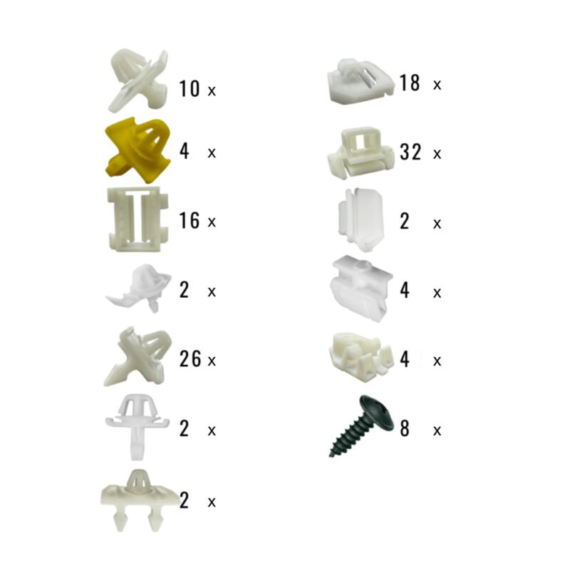 ART 002359 Komplettset Clips Saccobretter Beplankung Mercedes W201 190E 190D ab Modellpflege